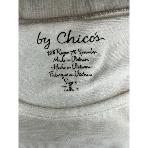 Chicos True Color Tees Shirt SZ 3 Ivory Cotton Blend Scoop Neck Top - Picture 7 of 7